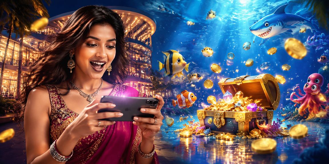 Indian coastal scene with fishing and gaming ambiance